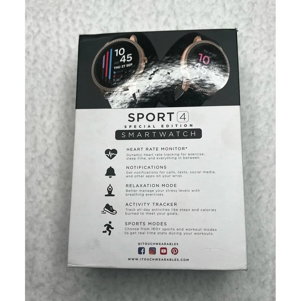 iTouch Sport 4 Special Edition With Crystals Black Rose Gold Smartwatch NIB